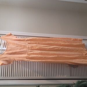 Pretty bright peach smocked rayon dress XXL
